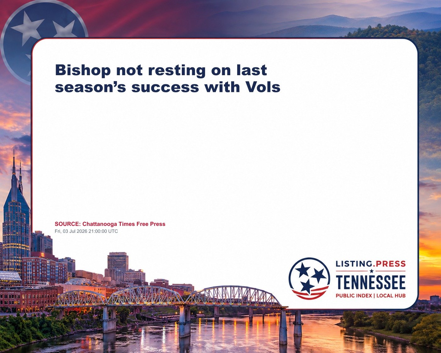 Bishop not resting on last season’s success with Vols