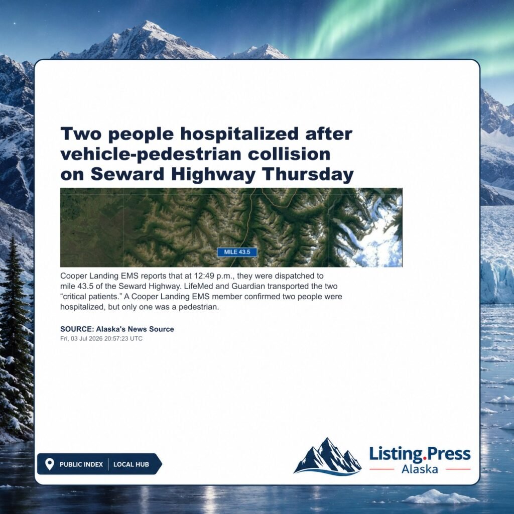 Two people hospitalized after vehicle-pedestrian collision on Seward Highway Thursday