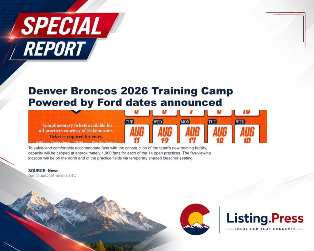 Denver Broncos 2026 Training Camp Powered by Ford dates announced