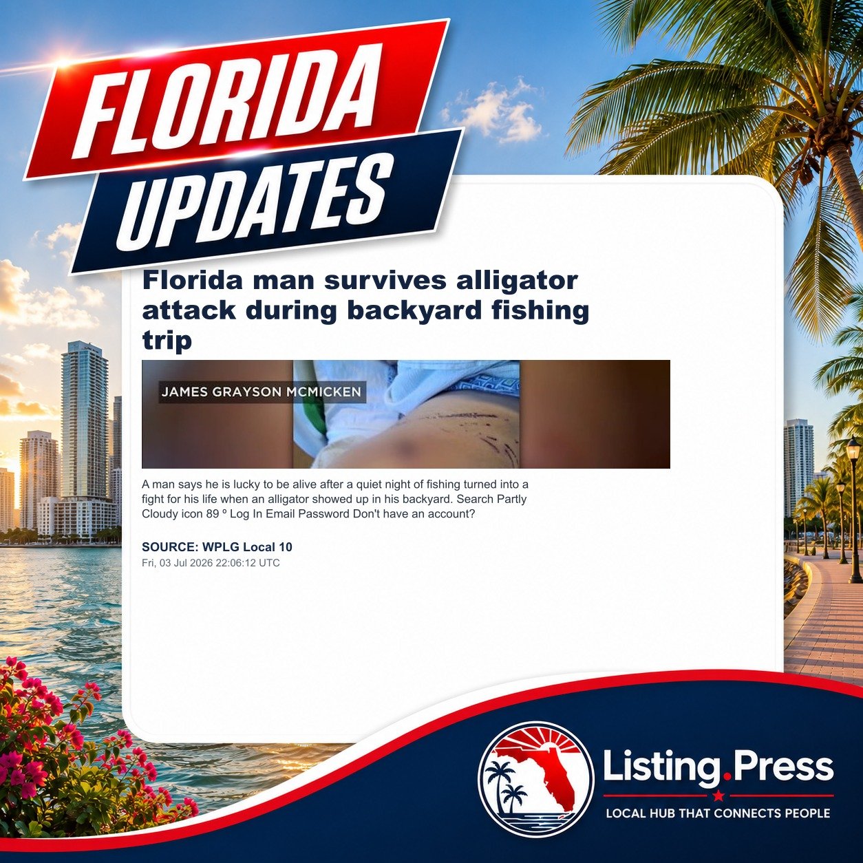 Florida man survives alligator attack during backyard fishing trip