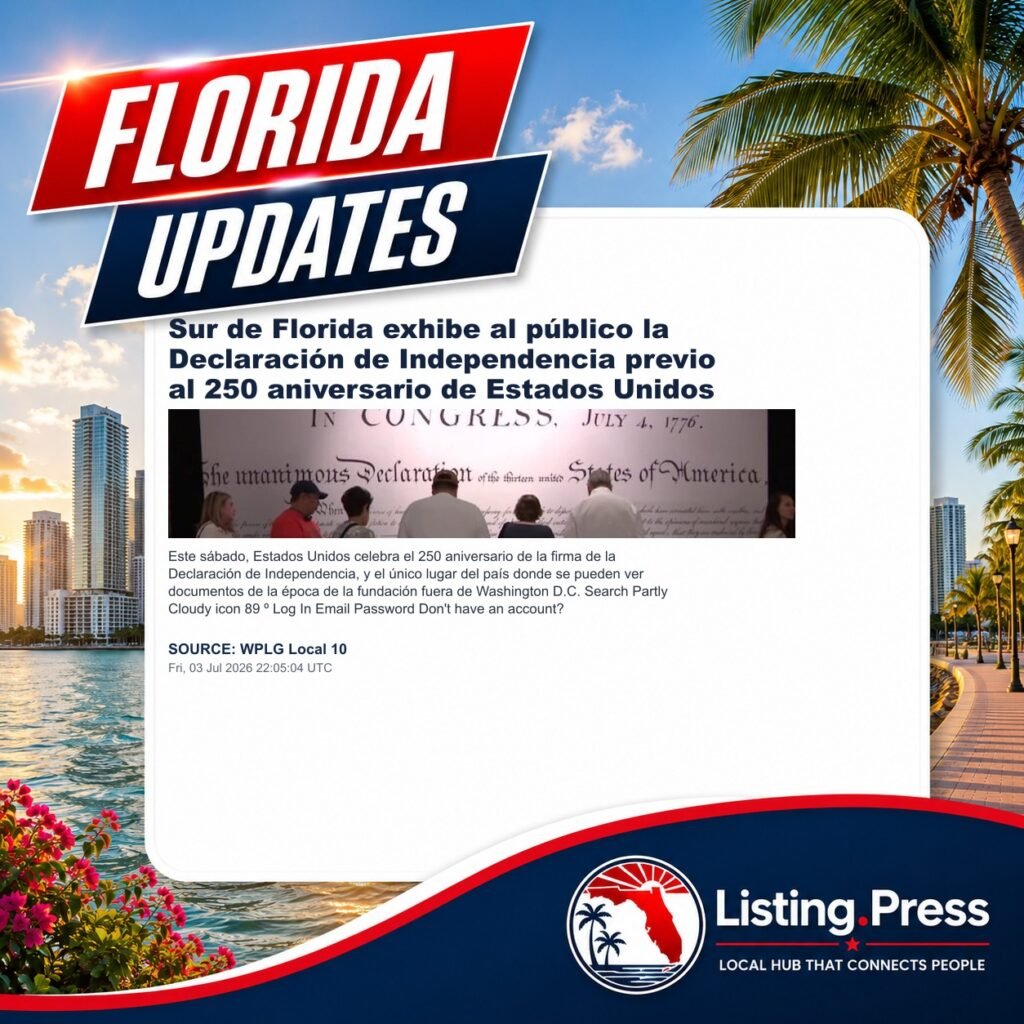 Sur de Florida exhibe al público la Declaración de Independencia previo al 250 aniversario de Estados Unidos