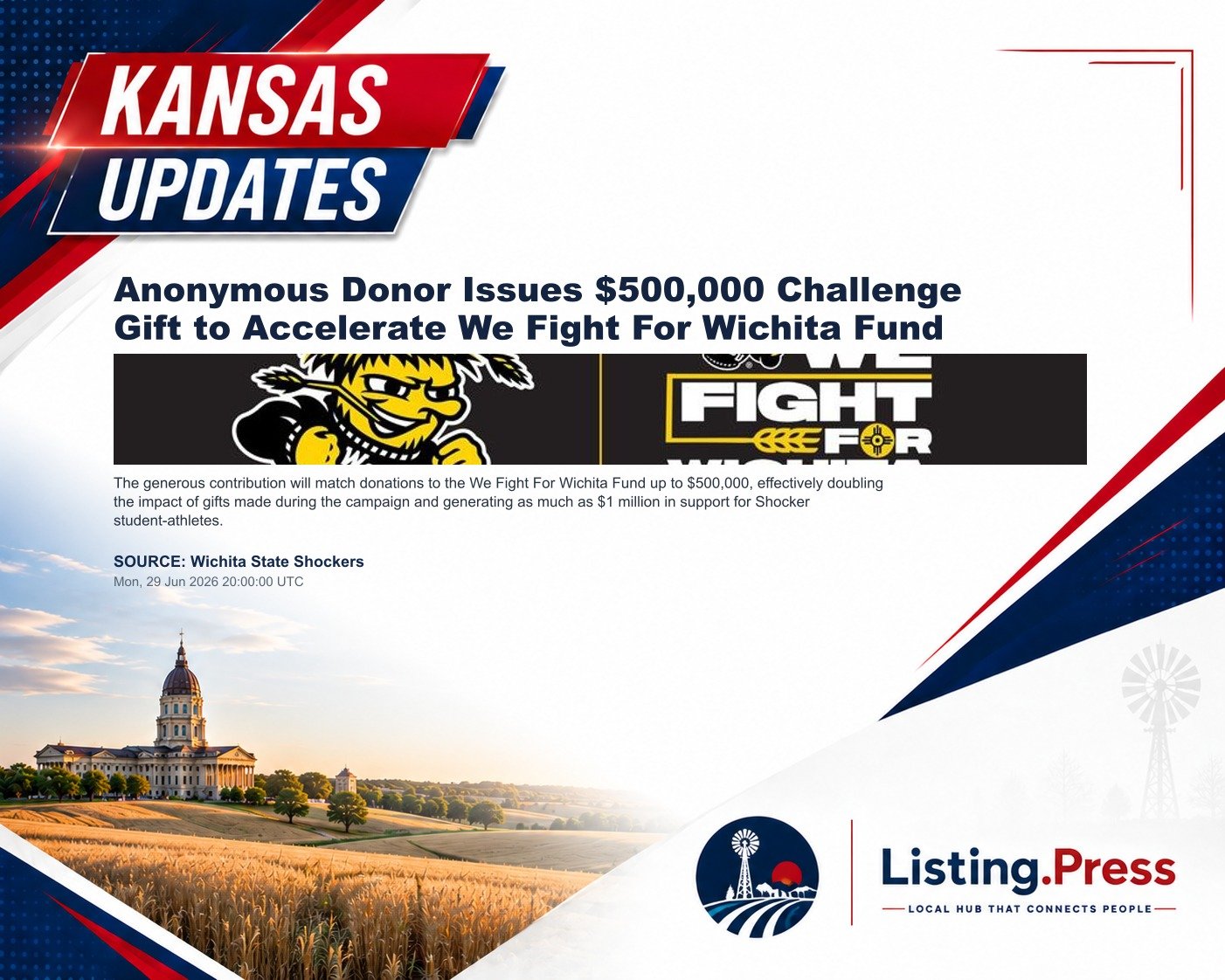 Anonymous Donor Issues $500,000 Challenge Gift to Accelerate We Fight For Wichita Fund