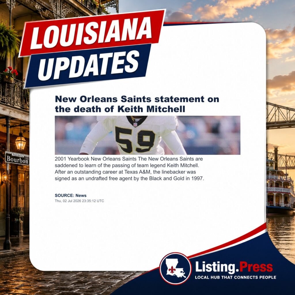 New Orleans Saints statement on the death of Keith Mitchell