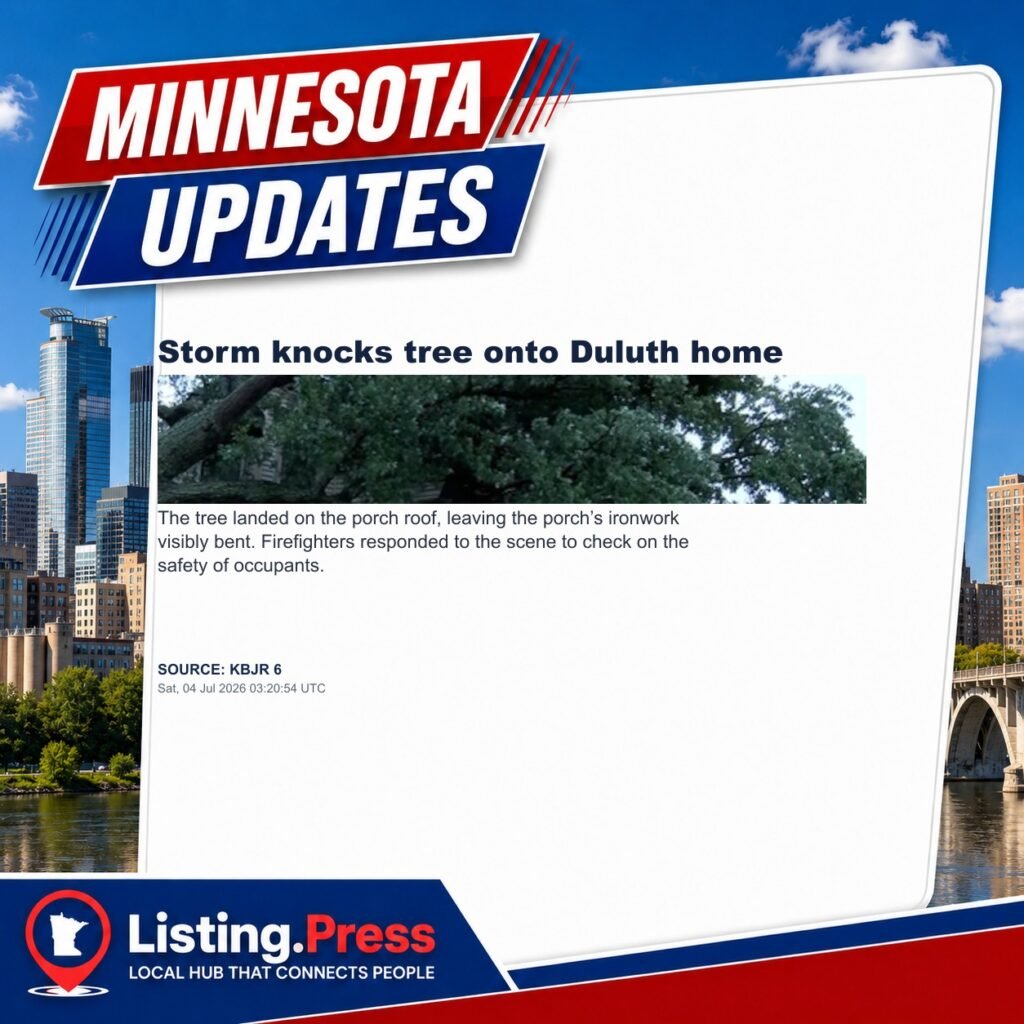 Storm knocks tree onto Duluth home