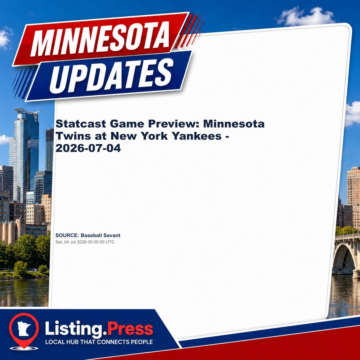 Statcast Game Preview: Minnesota Twins at New York Yankees - 2026-07-04