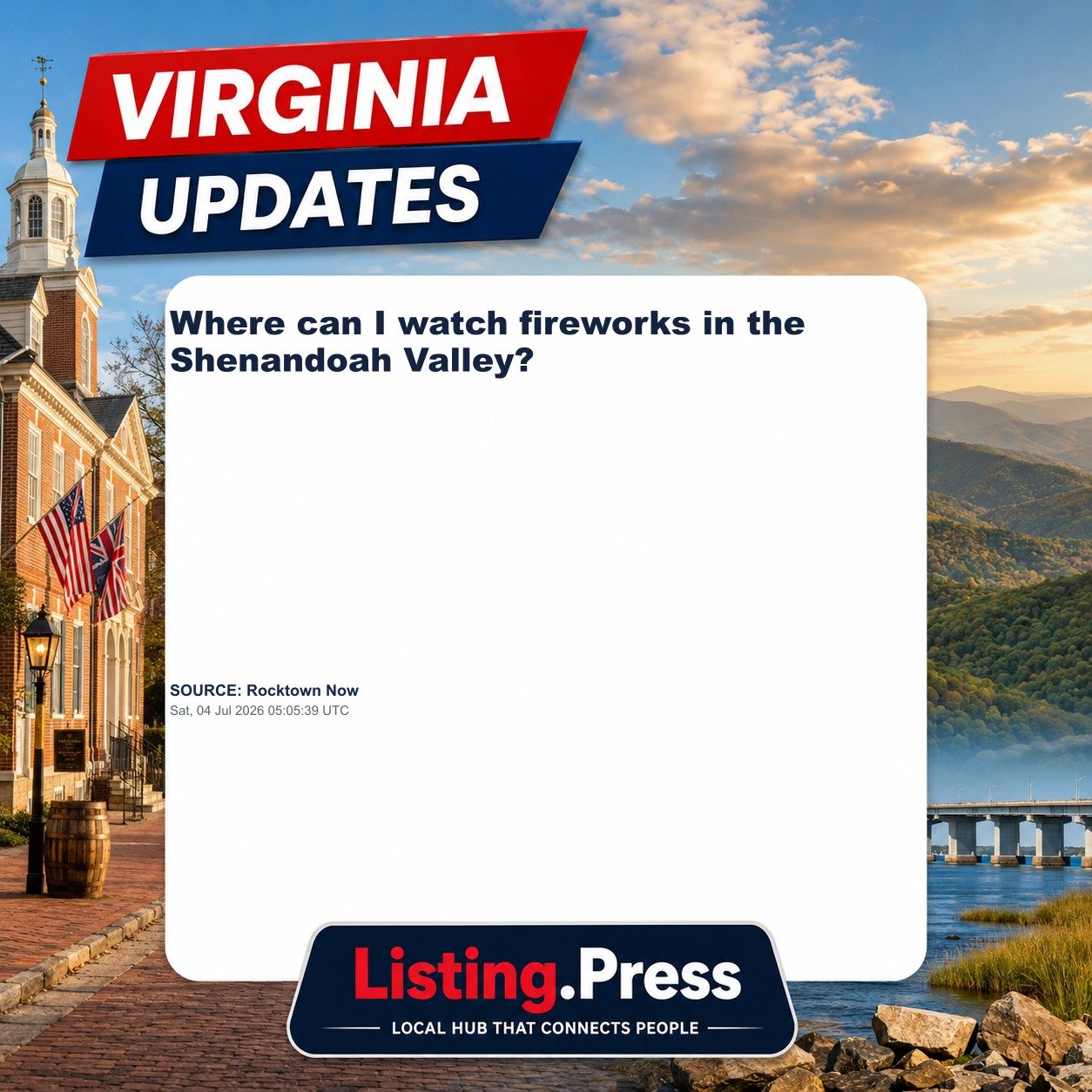 Where can I watch fireworks in the Shenandoah Valley?