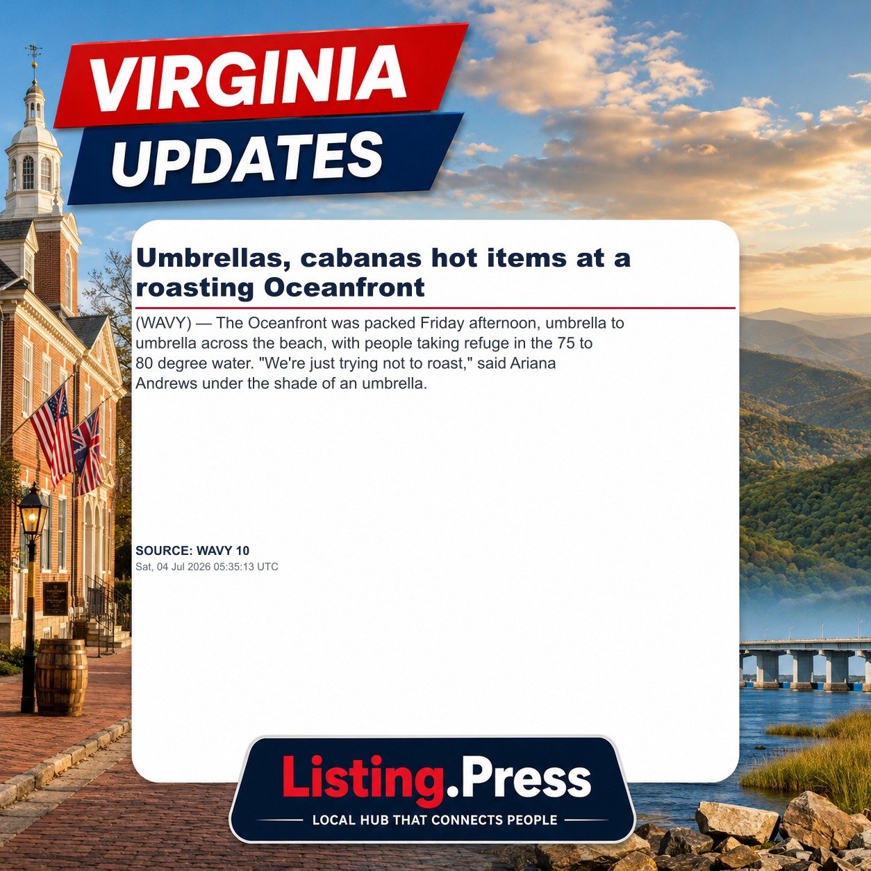 Umbrellas, cabanas hot items at a roasting Oceanfront