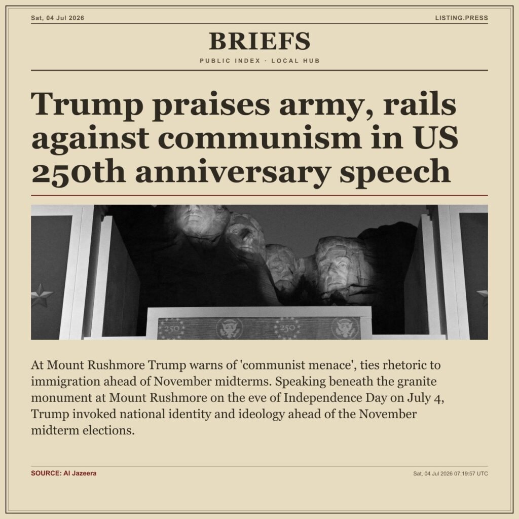 Trump praises army, rails against communism in US 250th anniversary speech