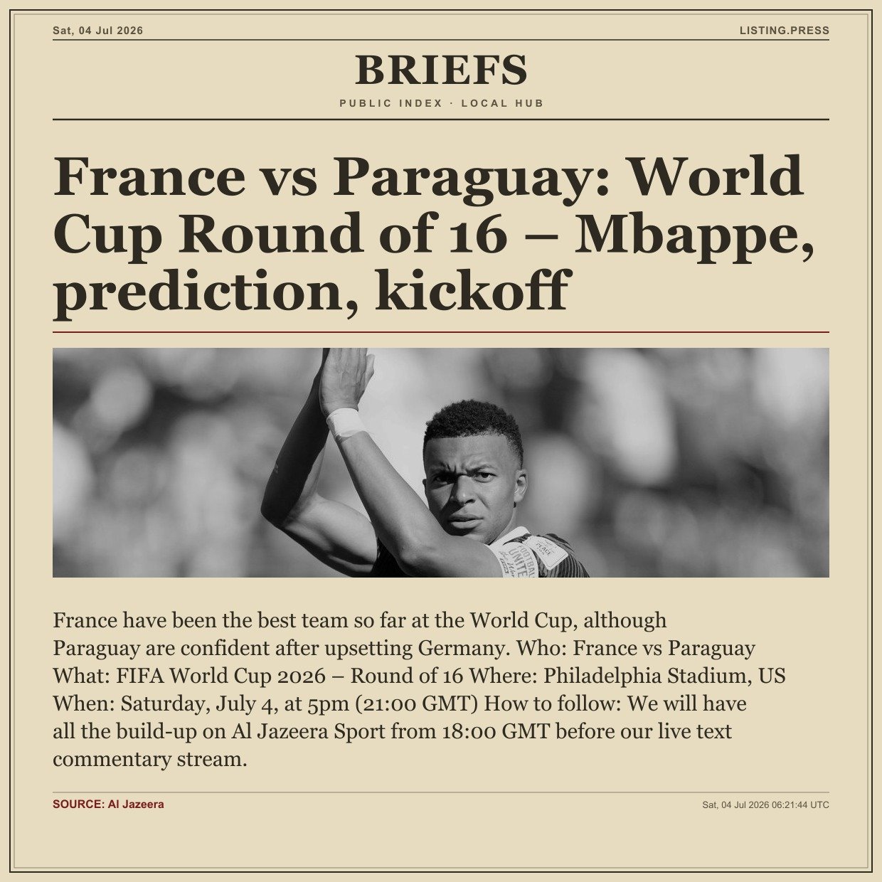 France vs Paraguay: World Cup Round of 16 – Mbappe, prediction, kickoff