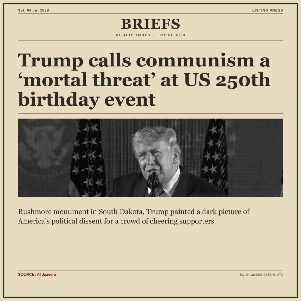 Trump calls communism a ‘mortal threat’ at US 250th birthday event