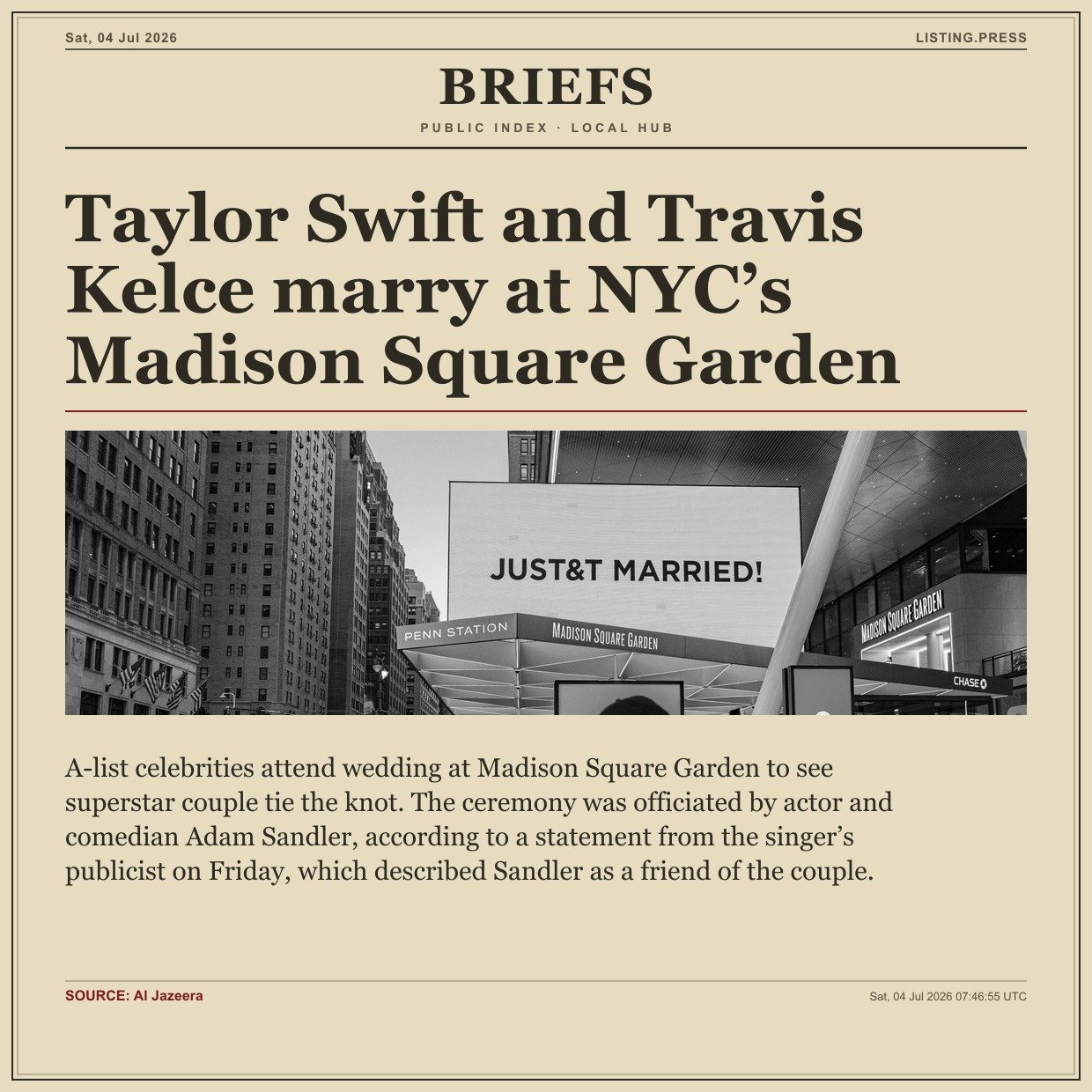 Taylor Swift and Travis Kelce marry at NYC’s Madison Square Garden