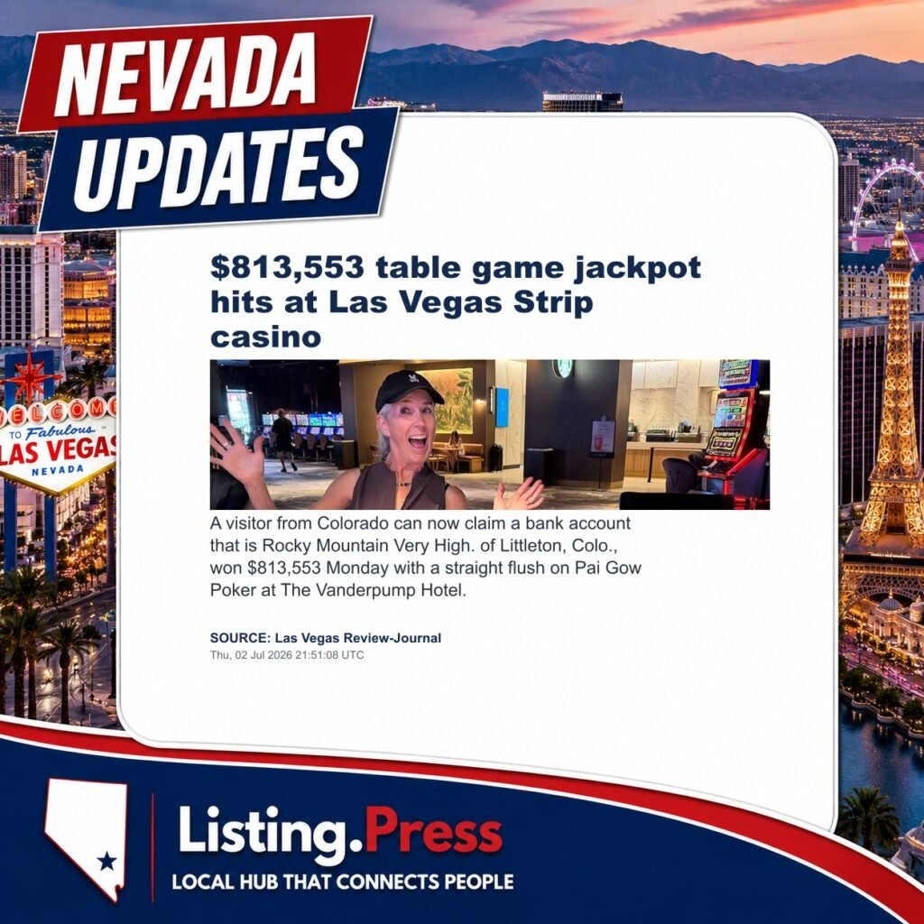 $813,553 table game jackpot hits at Las Vegas Strip casino