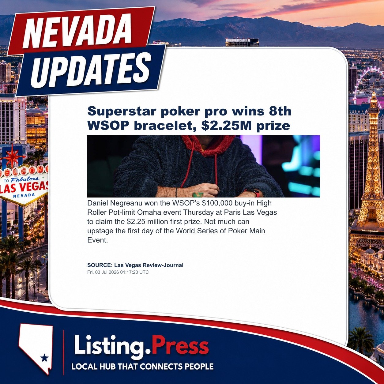 Superstar poker pro wins 8th WSOP bracelet, $2.25M prize