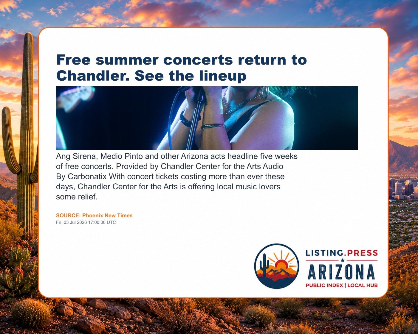Free summer concerts return to Chandler. See the lineup