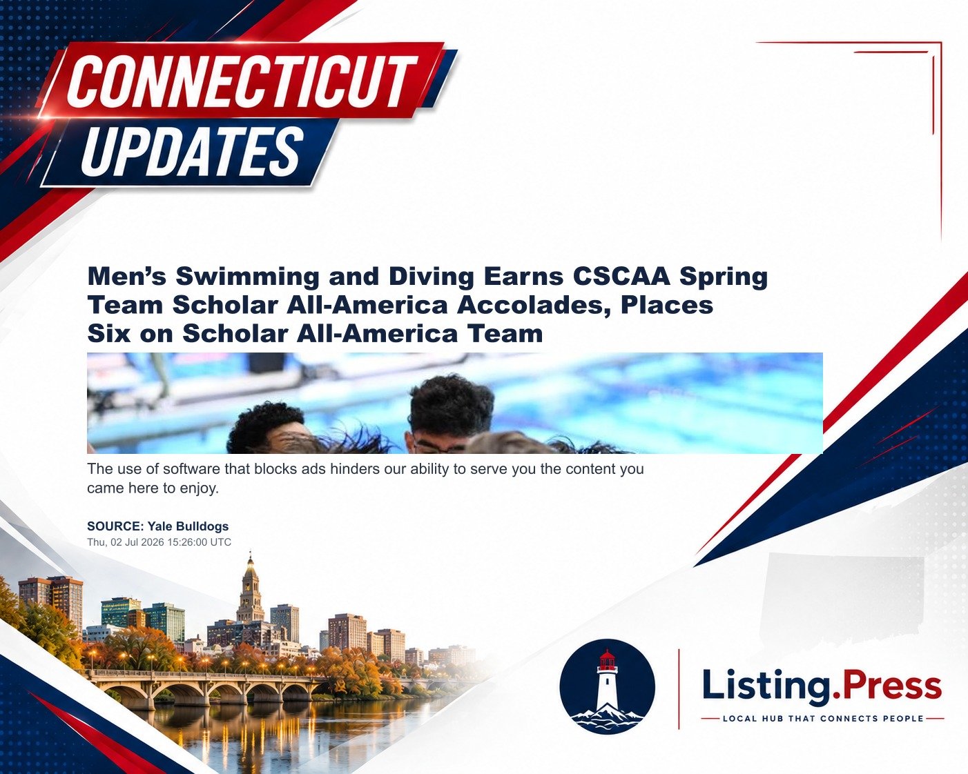 Men’s Swimming and Diving Earns CSCAA Spring Team Scholar All-America Accolades, Places Six on Scholar All-America Team