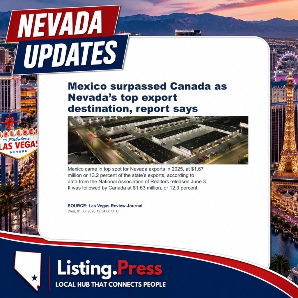Mexico surpassed Canada as Nevada’s top export destination, report says