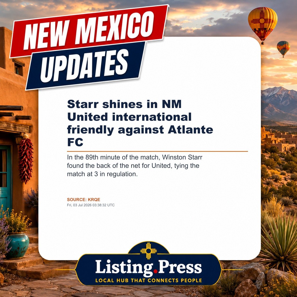Starr shines in NM United international friendly against Atlante FC