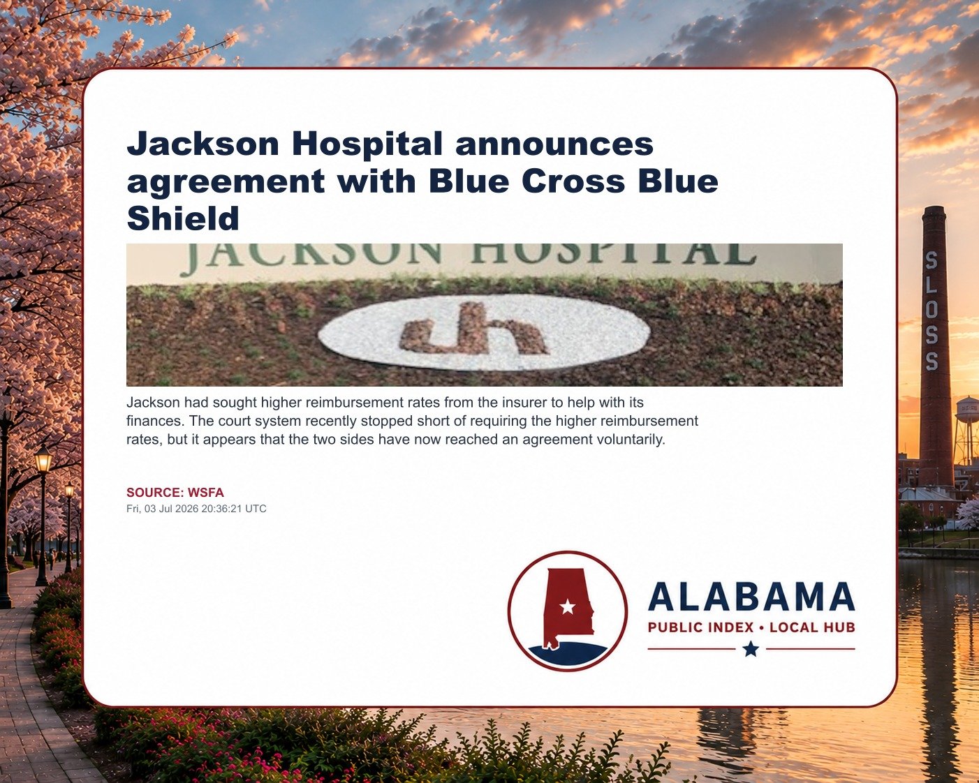 Jackson Hospital announces agreement with Blue Cross Blue Shield