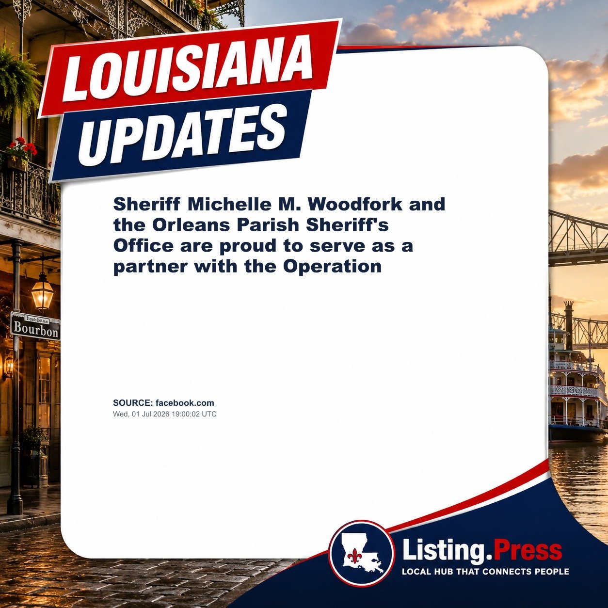 Sheriff Michelle M. Woodfork and the Orleans Parish Sheriff's Office are proud to serve as a partner with the Operation