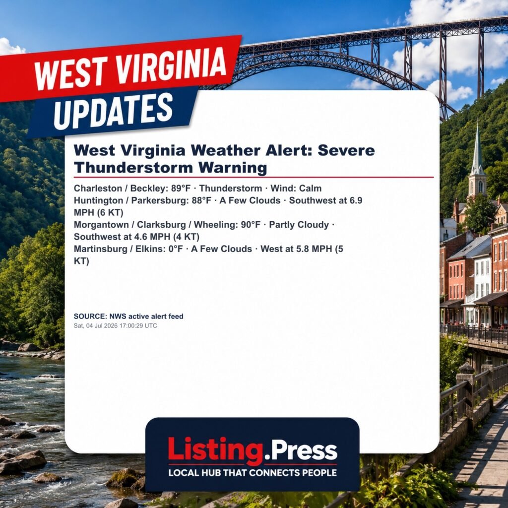 West Virginia Weather Alert: Severe Thunderstorm Warning