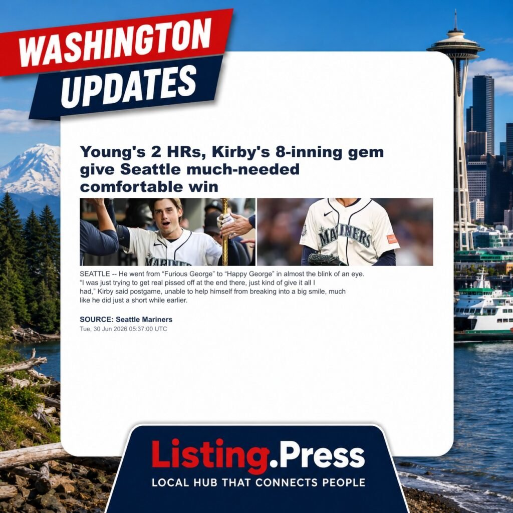 Young’s 2 HRs, Kirby’s 8-inning gem give Seattle much-needed comfortable win