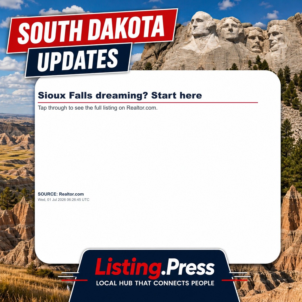 Sioux Falls dreaming? Start here