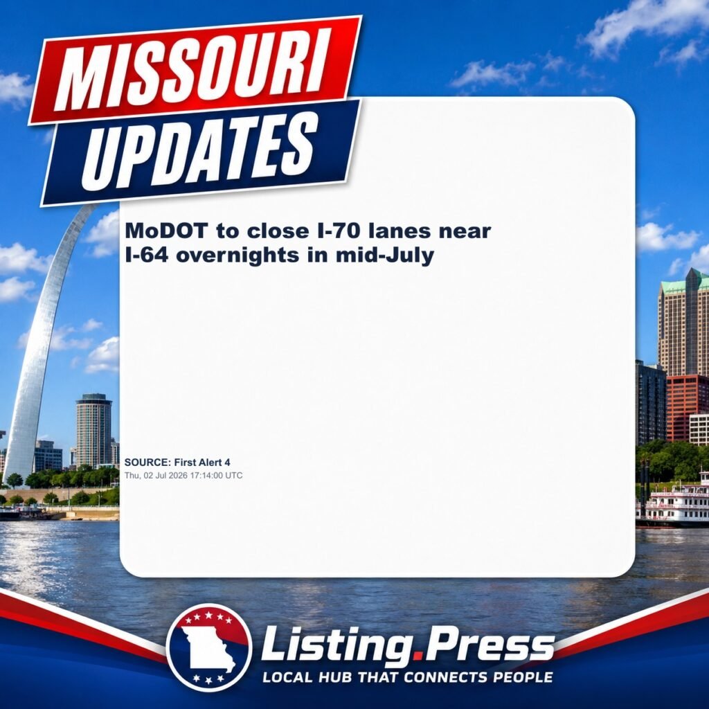 MoDOT to close I-70 lanes near I-64 overnights in mid-July
