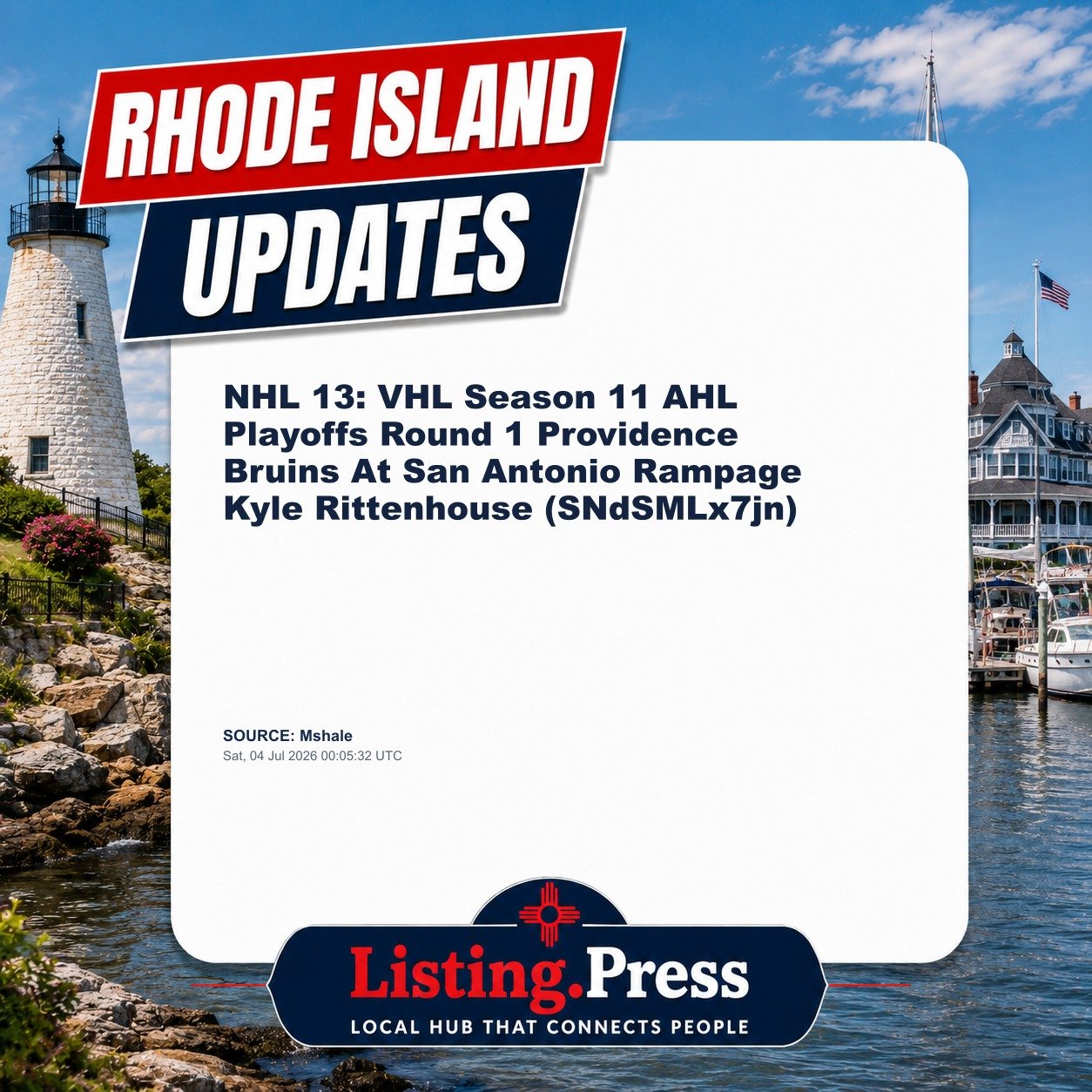 NHL 13: VHL Season 11 AHL Playoffs Round 1 Providence Bruins At San Antonio Rampage Kyle Rittenhouse (SNdSMLx7jn)