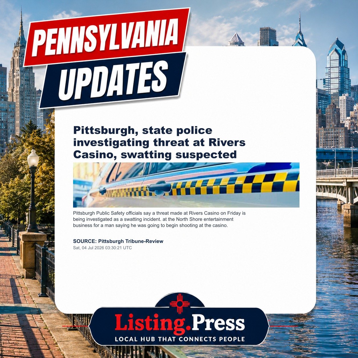 Pittsburgh, state police investigating threat at Rivers Casino, swatting suspected