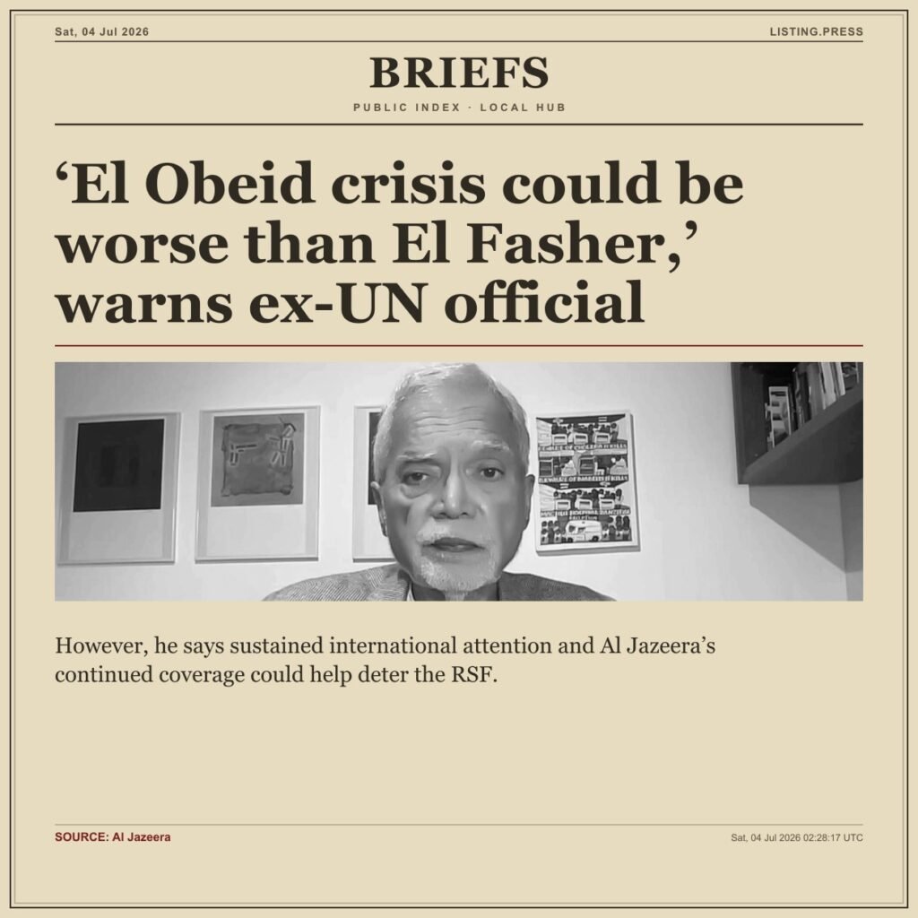 ‘El Obeid crisis could be worse than El Fasher,’ warns ex-UN official