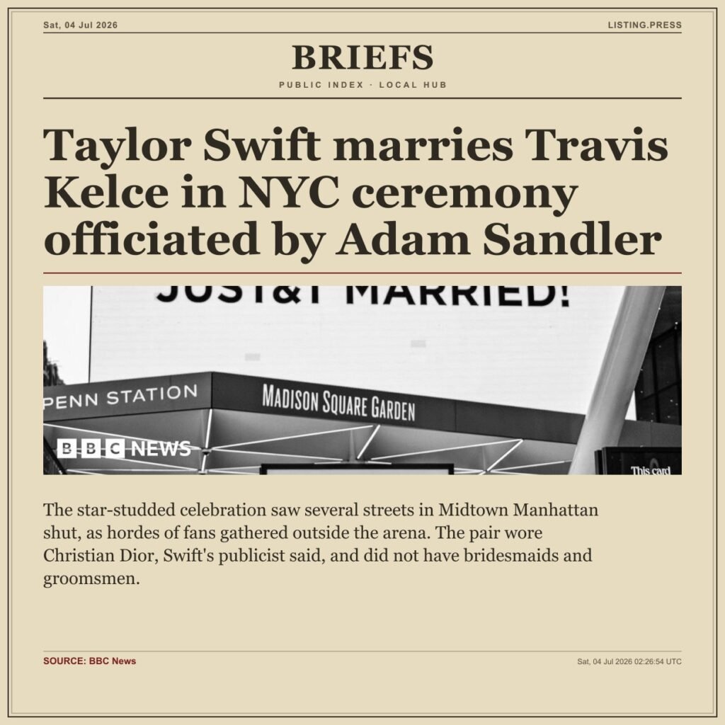 Taylor Swift marries Travis Kelce in NYC ceremony officiated by Adam Sandler