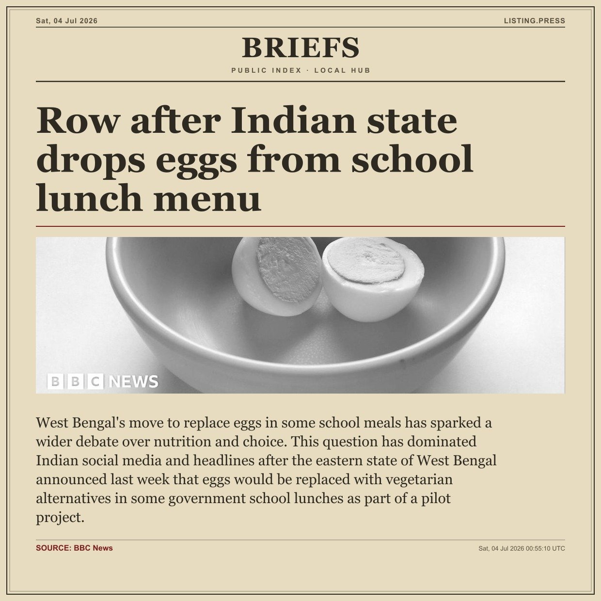 Row after Indian state drops eggs from school lunch menu