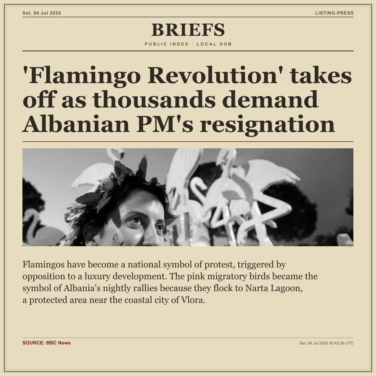 'Flamingo Revolution' takes off as thousands demand Albanian PM's resignation