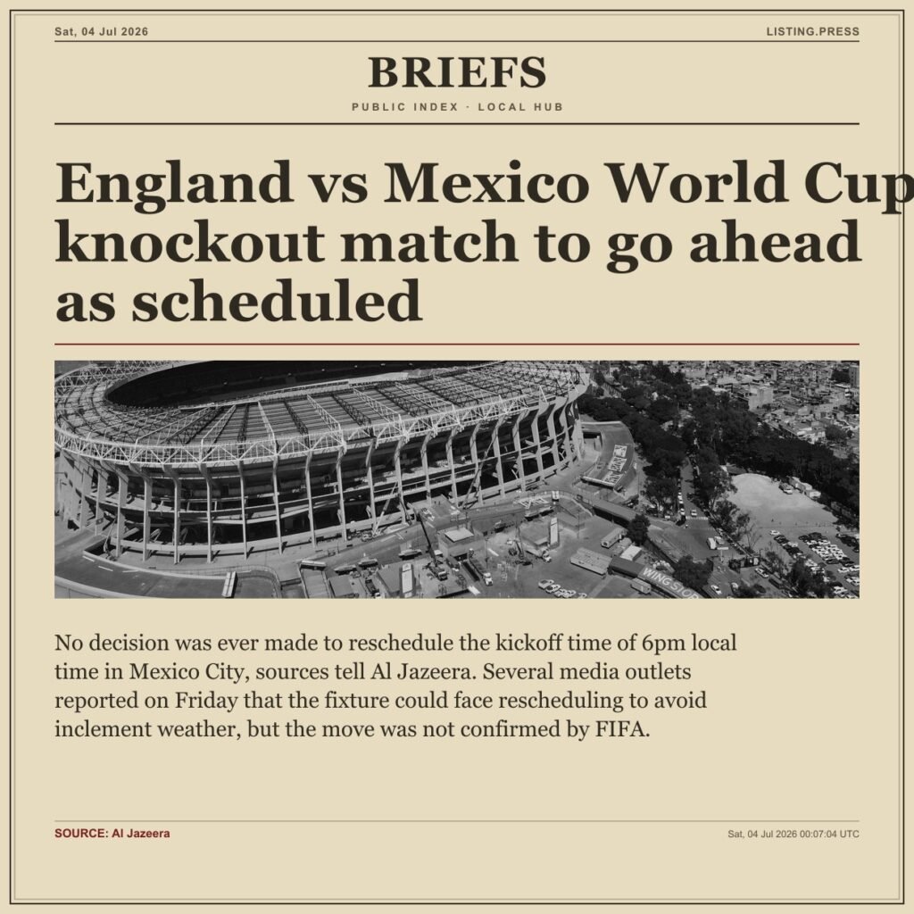 England vs Mexico World Cup knockout match to go ahead as scheduled