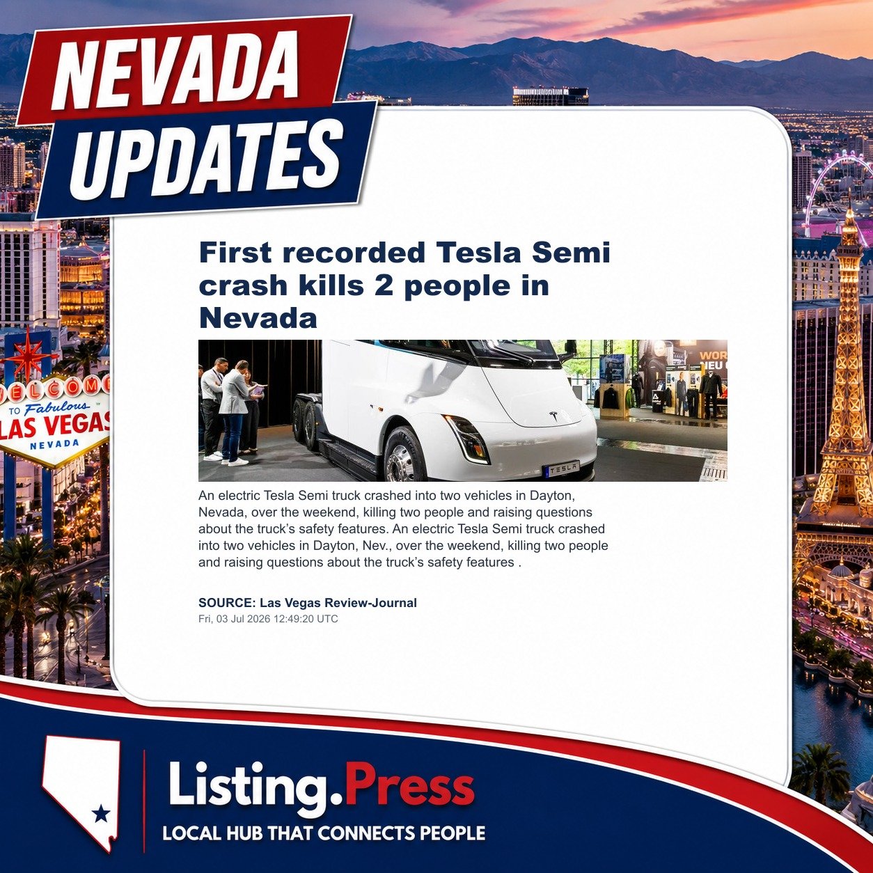 First recorded Tesla Semi crash kills 2 people in Nevada