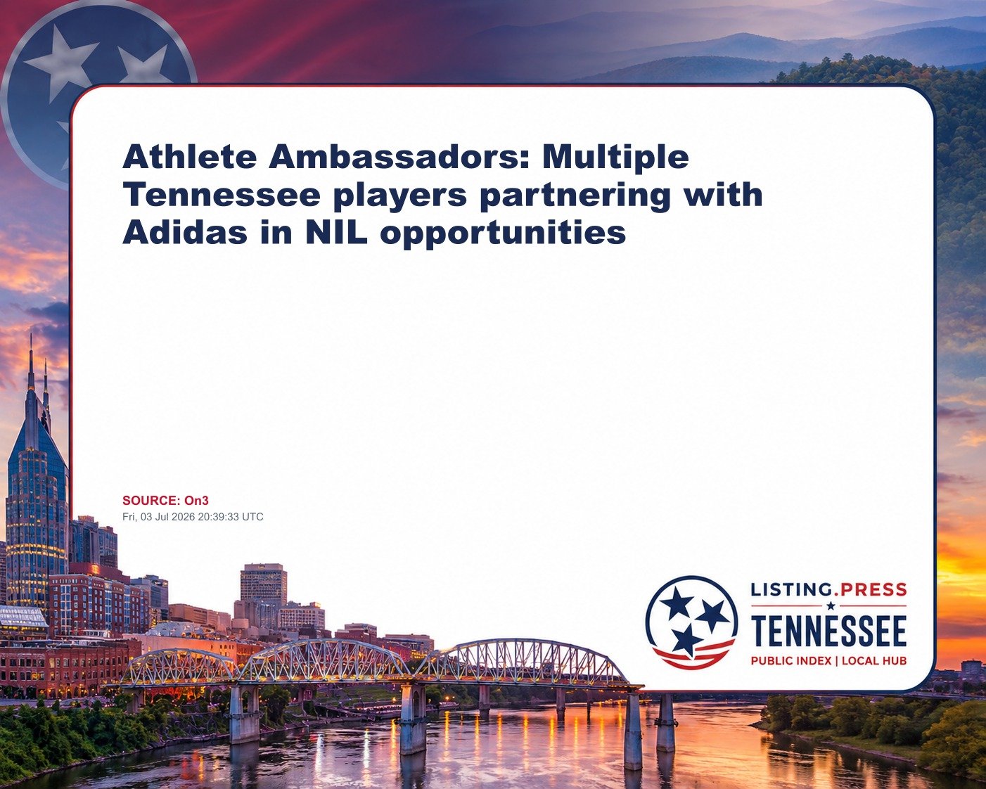 Athlete Ambassadors: Multiple Tennessee players partnering with Adidas in NIL opportunities
