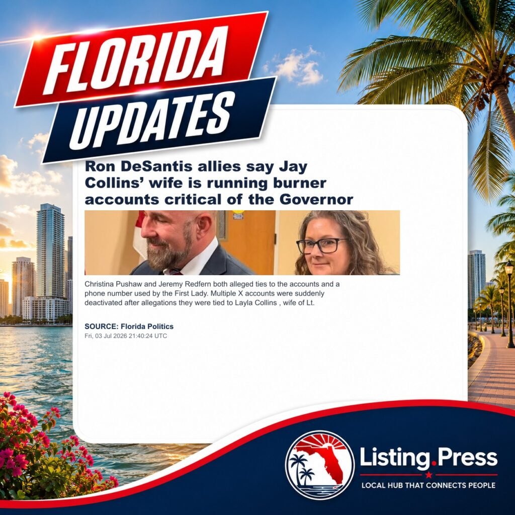 Ron DeSantis allies say Jay Collins’ wife is running burner accounts critical of the Governor