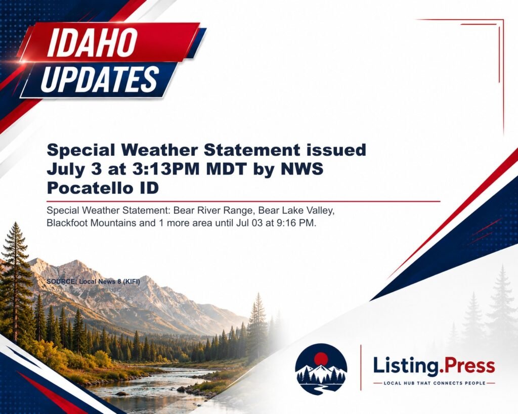 Special Weather Statement issued July 3 at 3:13PM MDT by NWS Pocatello ID
