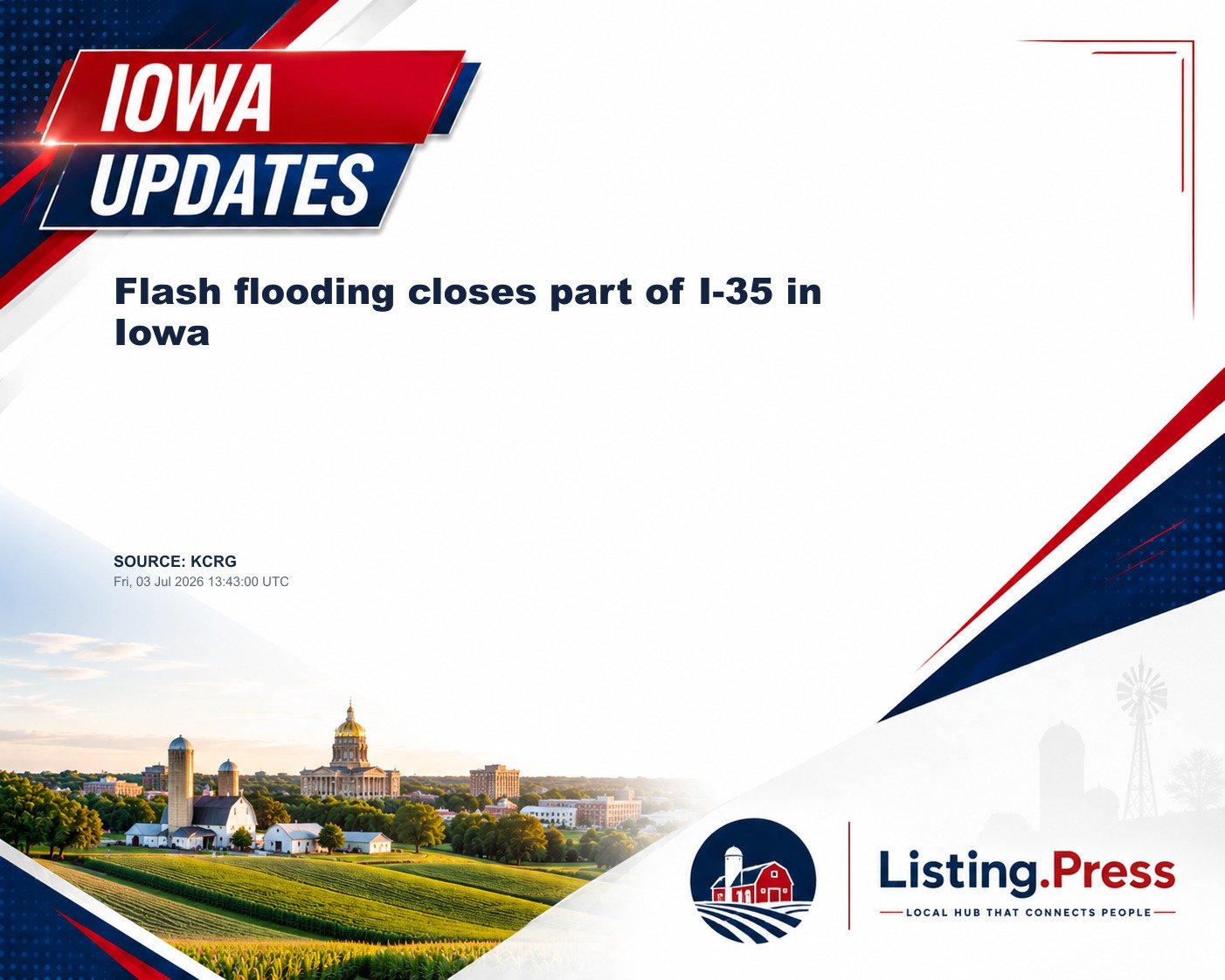 Flash flooding closes part of I-35 in Iowa