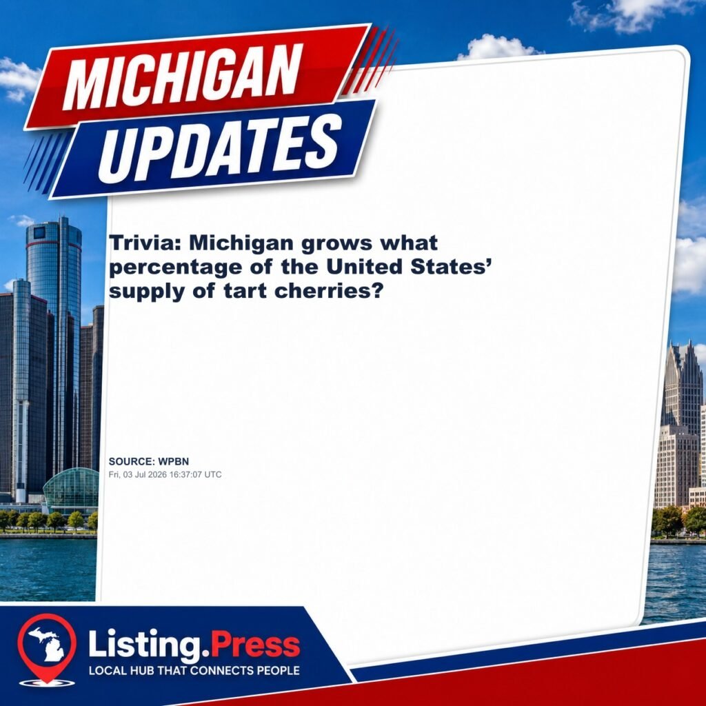 Trivia: Michigan grows what percentage of the United States’ supply of tart cherries?