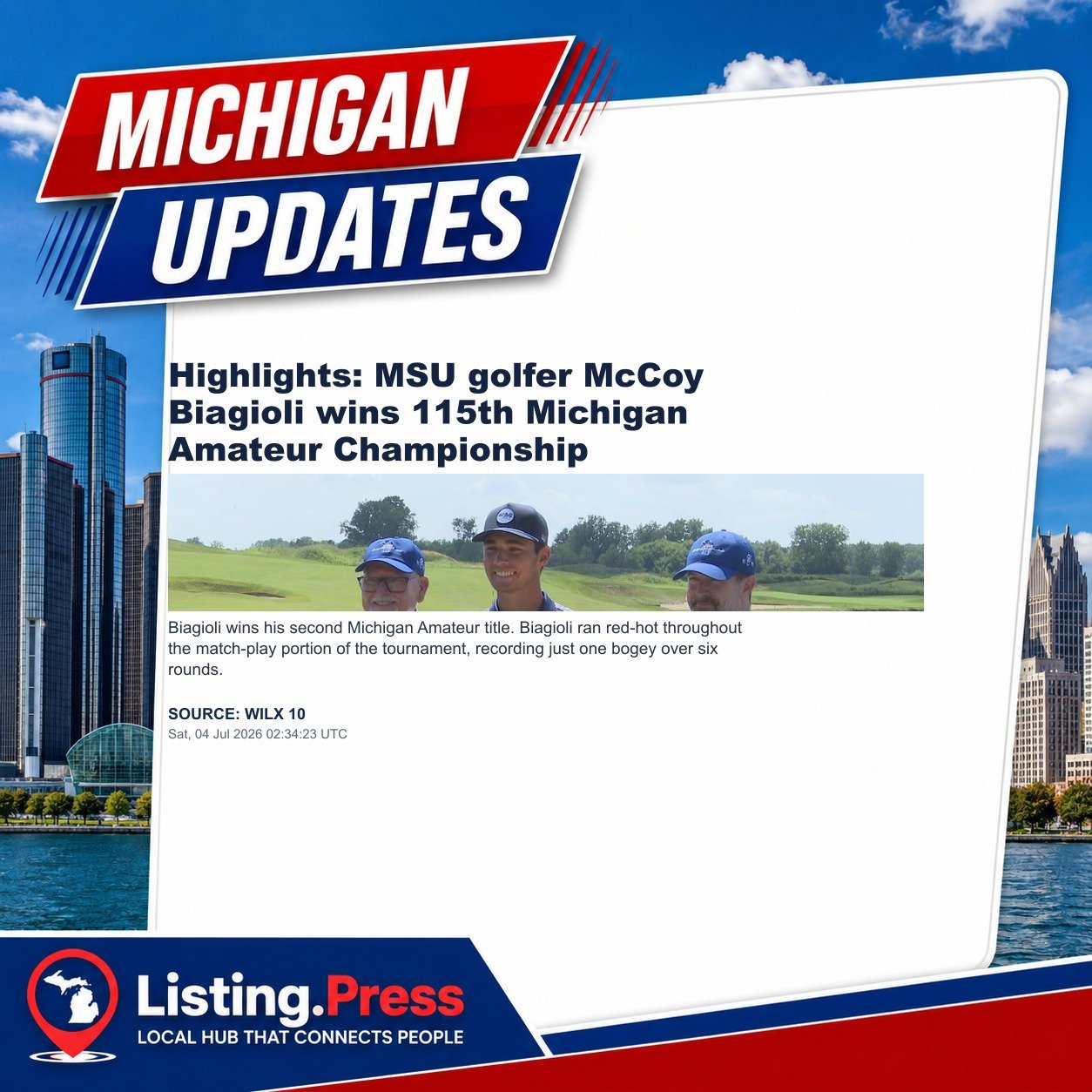 Highlights: MSU golfer McCoy Biagioli wins 115th Michigan Amateur Championship