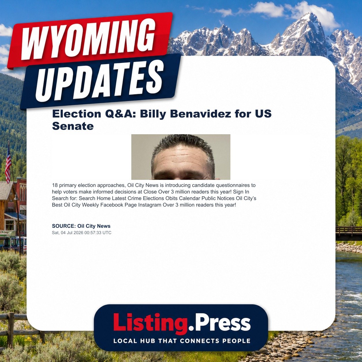Election Q&A: Billy Benavidez for US Senate