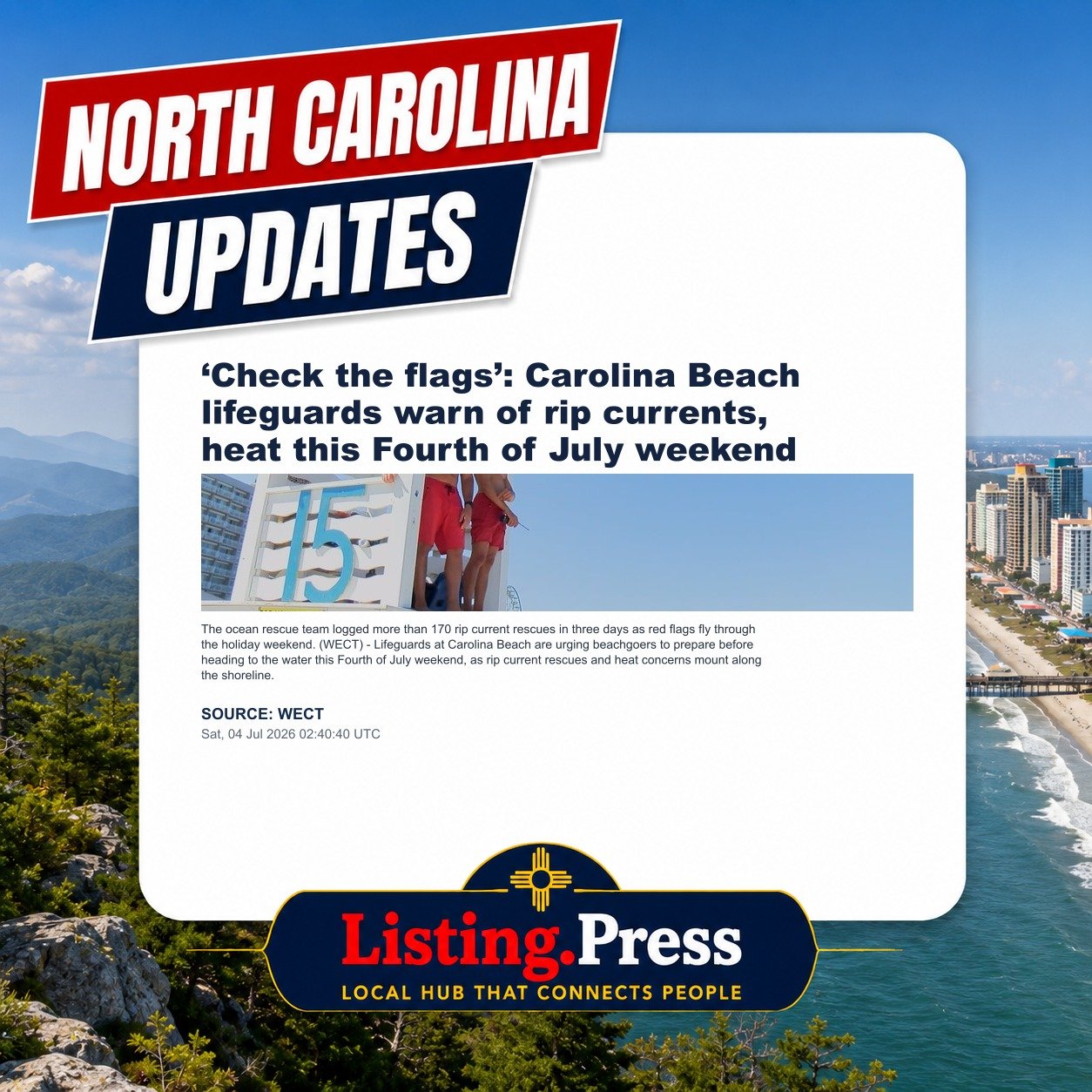 ‘Check the flags’: Carolina Beach lifeguards warn of rip currents, heat this Fourth of July weekend
