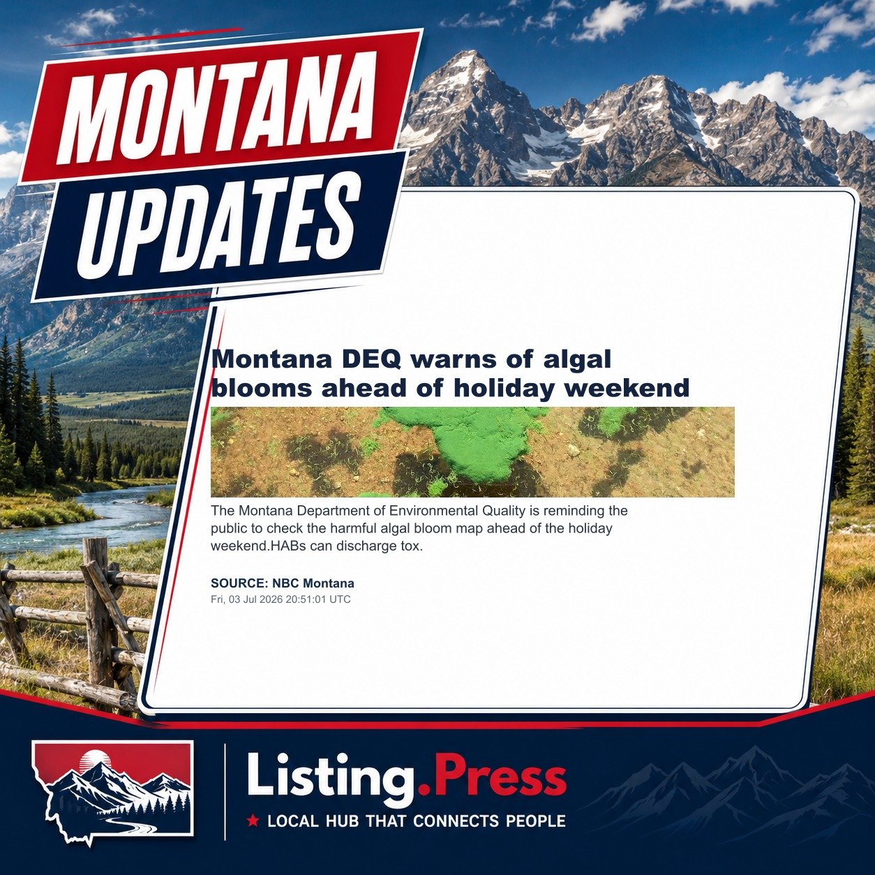 Montana DEQ warns of algal blooms ahead of holiday weekend
