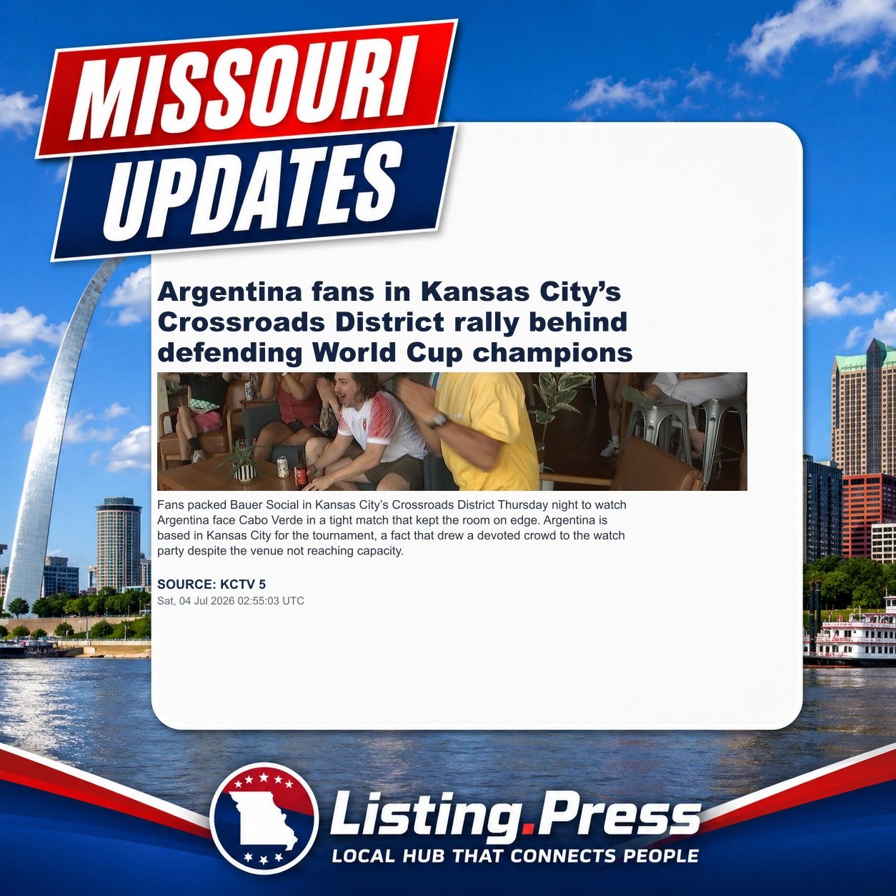 Argentina fans in Kansas City’s Crossroads District rally behind defending World Cup champions