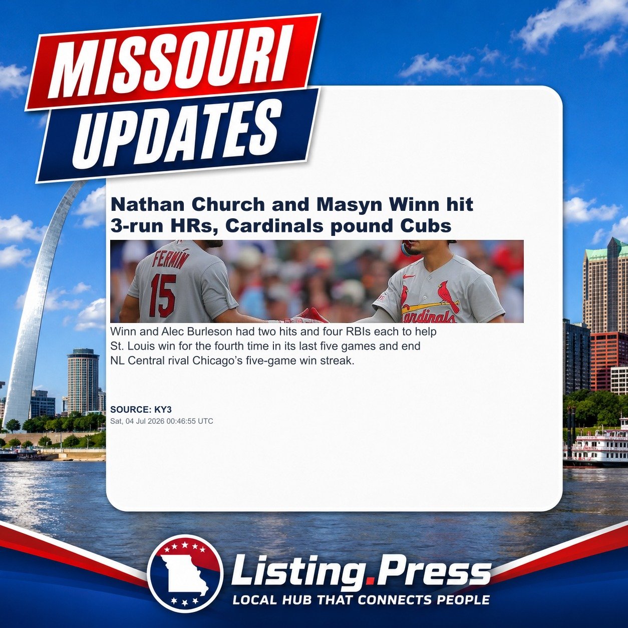 Nathan Church and Masyn Winn hit 3-run HRs, Cardinals pound Cubs