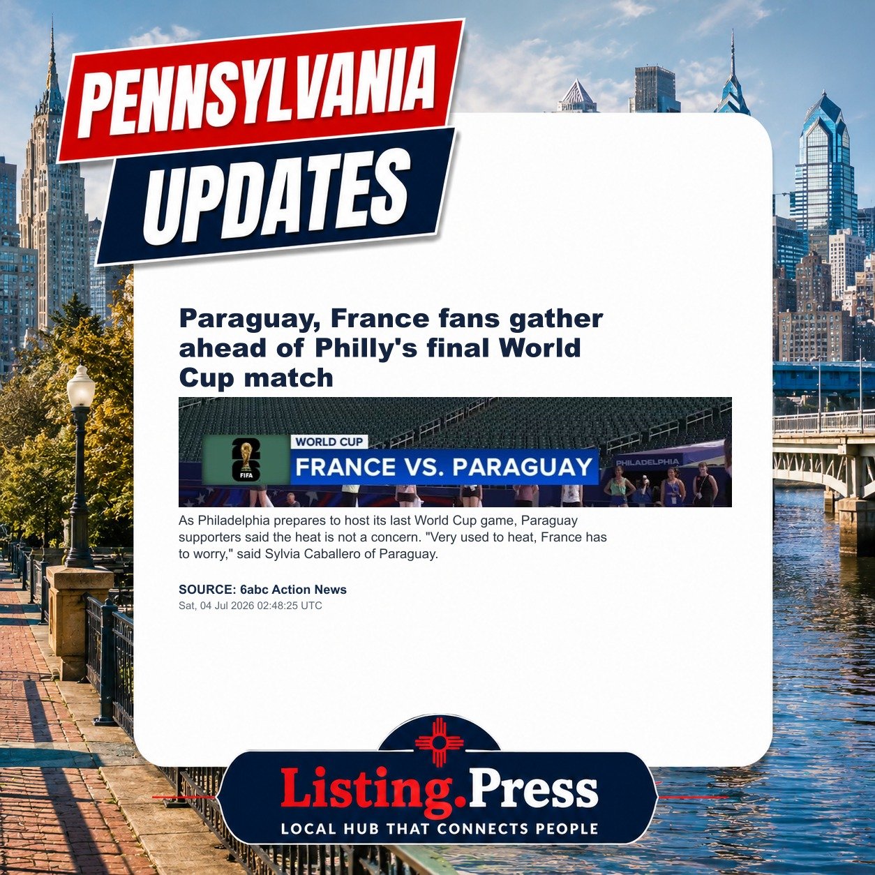 Paraguay, France fans gather ahead of Philly's final World Cup match