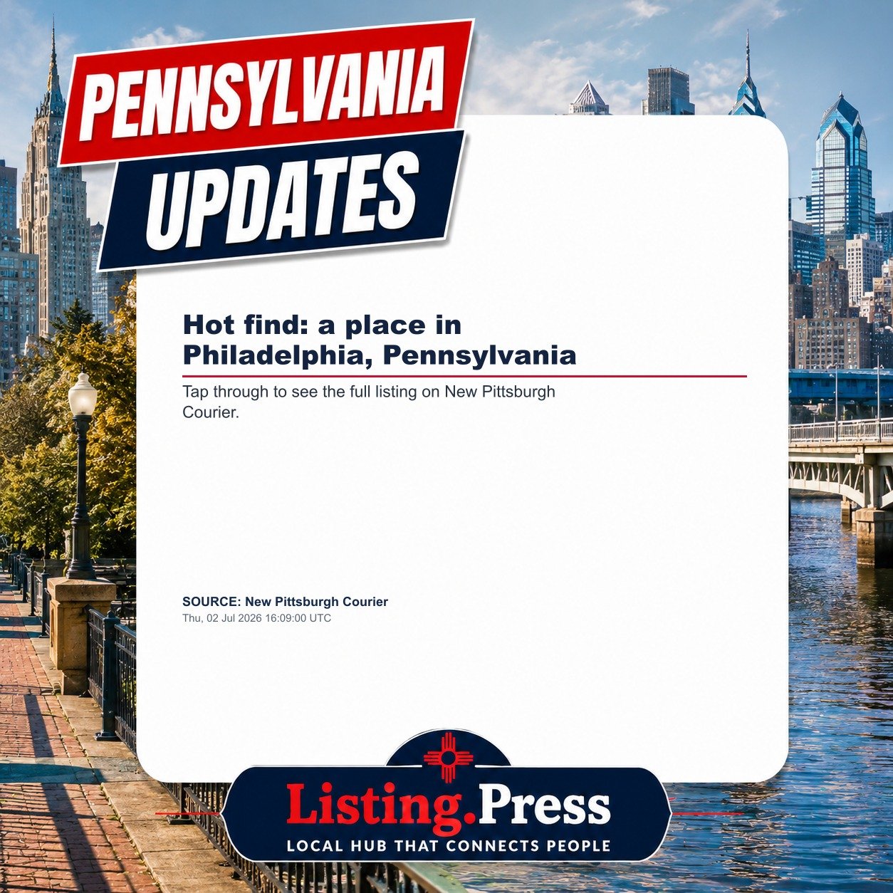 Hot find: a place in Philadelphia, Pennsylvania
