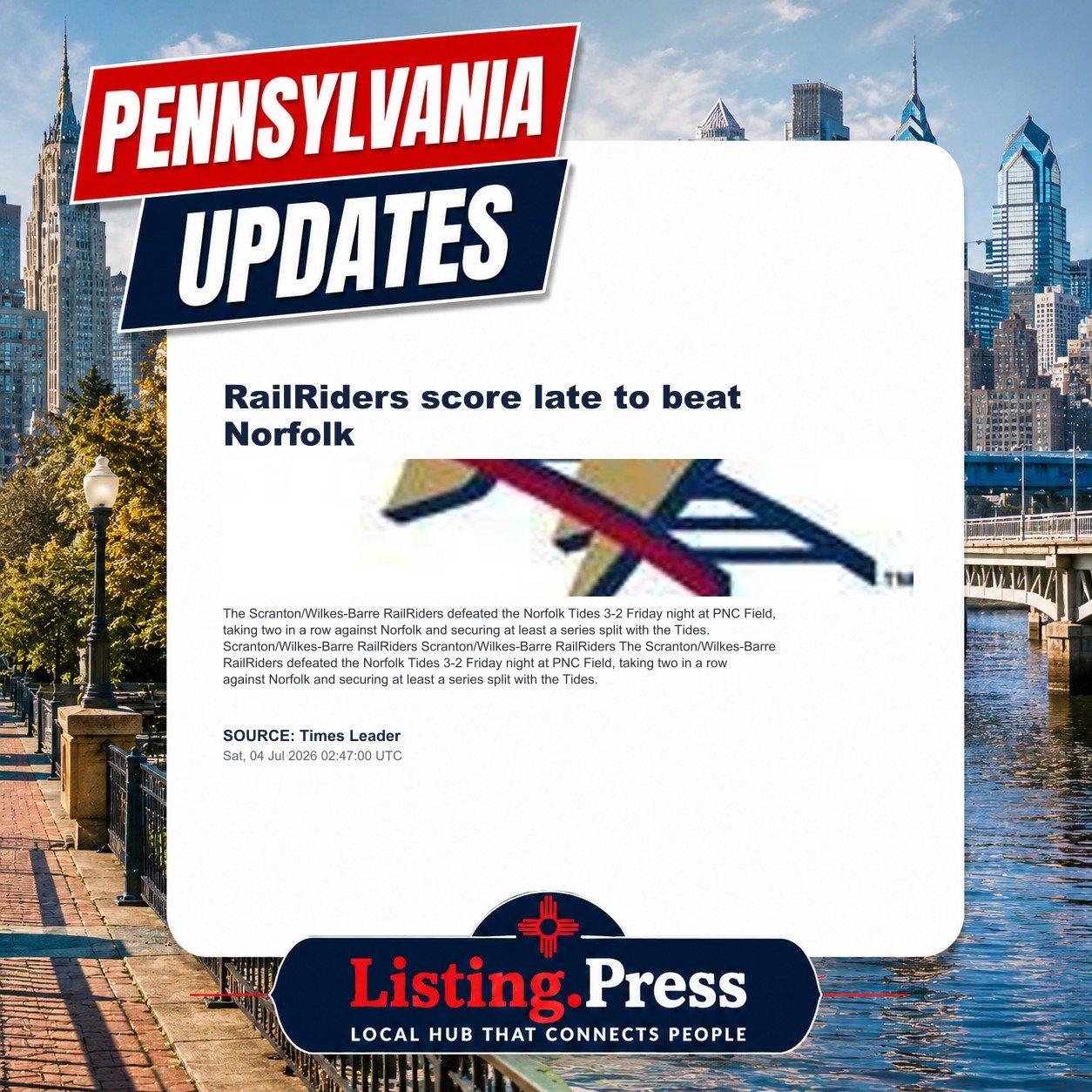 RailRiders score late to beat Norfolk