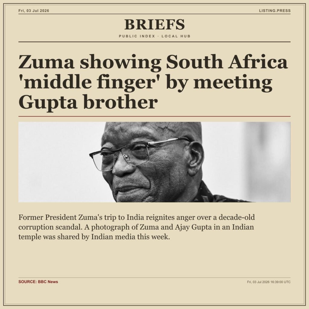 Zuma showing South Africa ‘middle finger’ by meeting Gupta brother